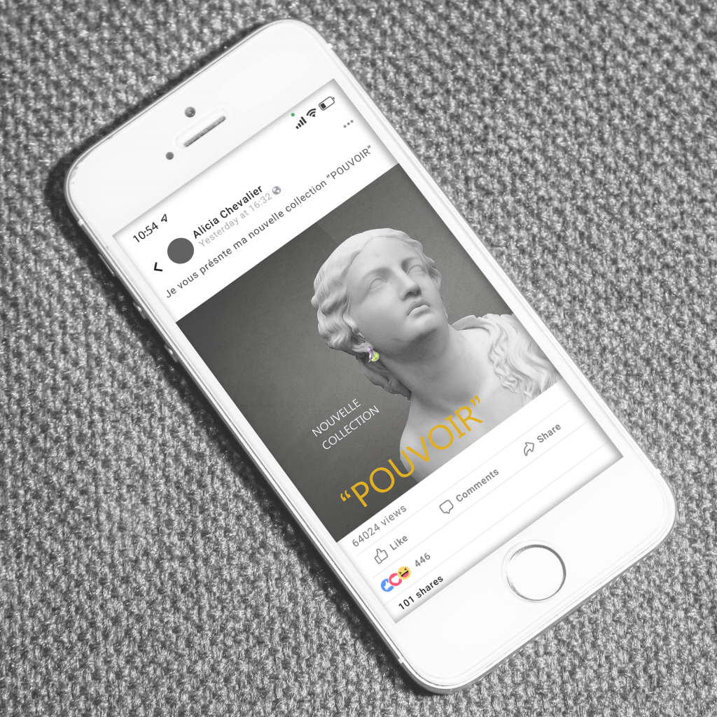 Visuel Instagram présentant l’identité visuelle d’une bijoutière artisanale