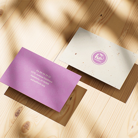 Carte de visite pour Ho’Omana, marque artisanale Alsace